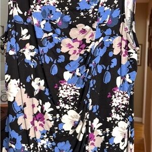 Merona Black Floral Tank Top with Blue, White & Purple Flowers